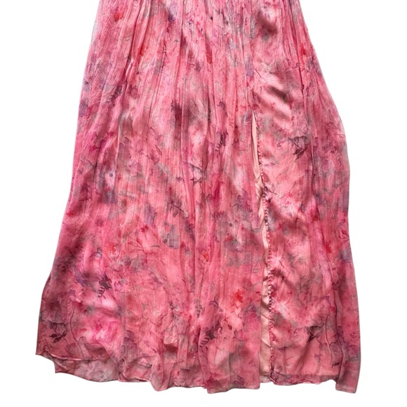 BHLDN Anthropologie Iris One Shoulder Cutout Printed Chiffon Maxi Gown | MEDIUM - Picture 9 of 15